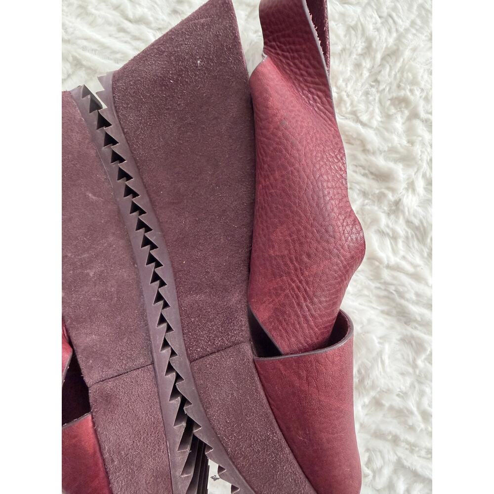 Pedro Garcia Federica Burgundy Leather Suede Platform Wedge Sandals Lagenlook - Picture 6 of 8